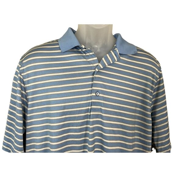 Fairway & Greene Mens Short Sleeve Striped Golf Polo Shirt M Mercerized Cotton - Picture 2 of 8